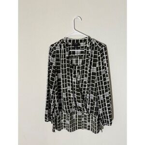 ALFANI Womens Long Sleeve Plaid Wrap Blouse Size 10